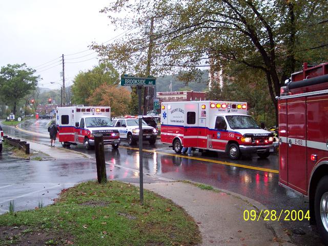 Both MKVAC Ambulances on scene of an MVA on North Bedford Road & Brookside. Dump truck with trailer vs minivan
